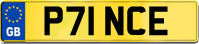 P71 NCE Car Registration Plate