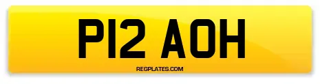 P12 AOH Personalised Number Plate Reg Plates